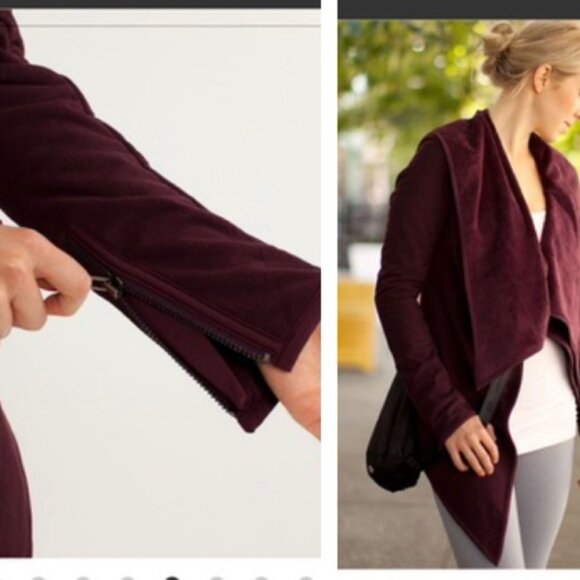 Lululemon Presence OfMind Jacket Sherpa Fleece Red Cozy Wrap Cardi Zip Sleeve 8 - Picture 11 of 16